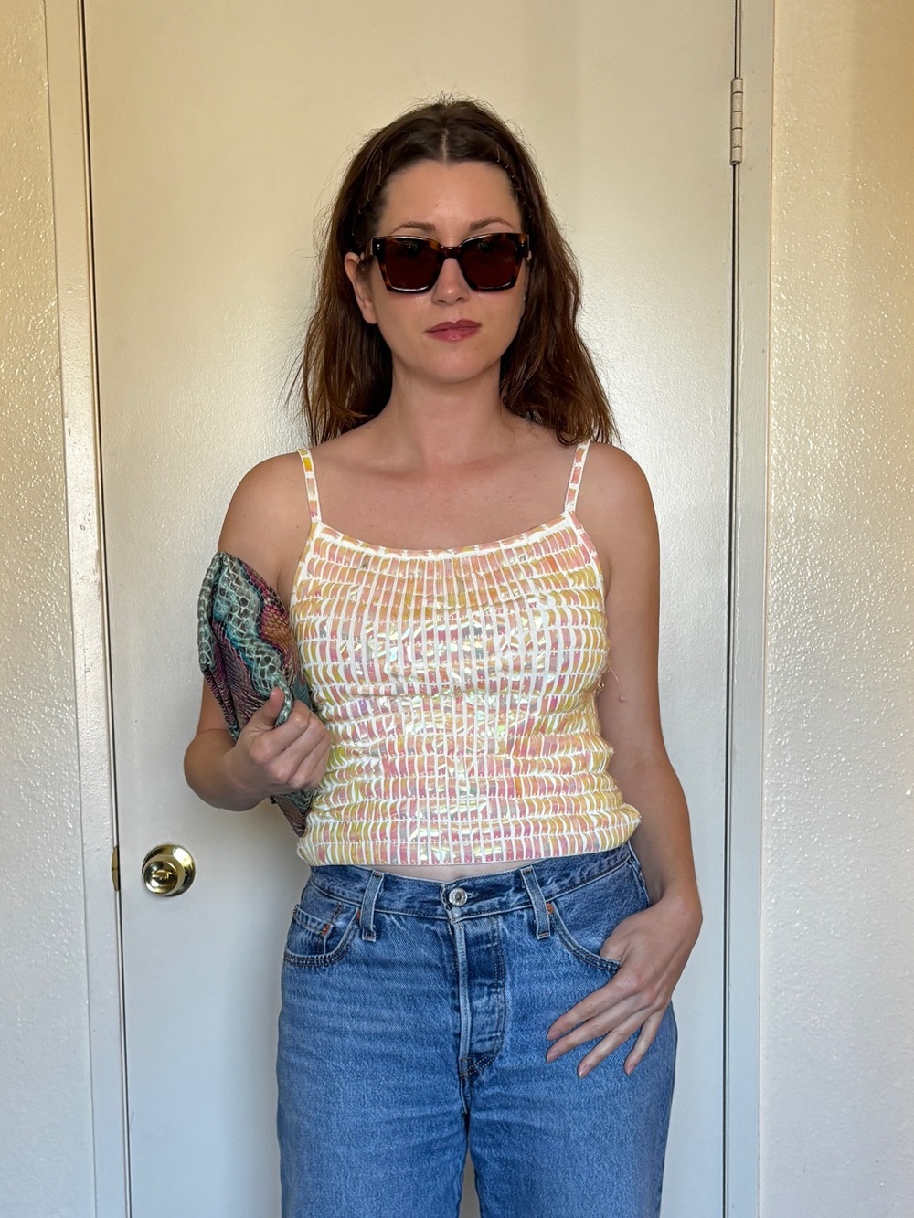 Passport Y2K iridescent sequin tank top - Picture 1 of 2